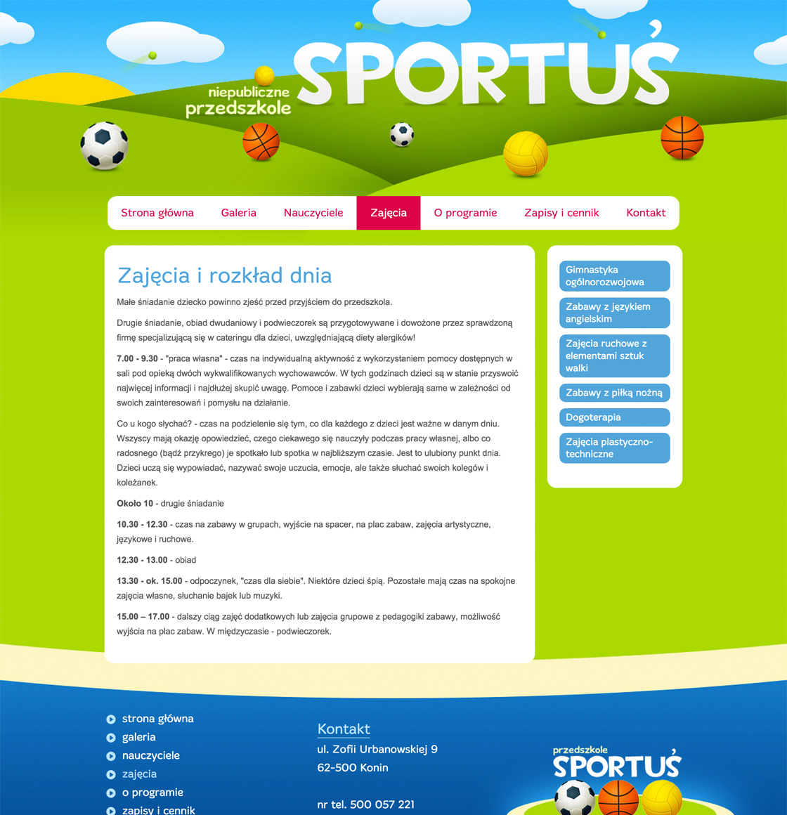Strony www - Przedszkole Sportuś