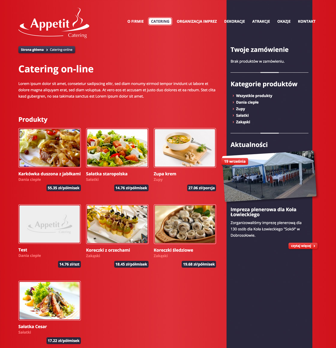 Strony www - Appetit Catering
