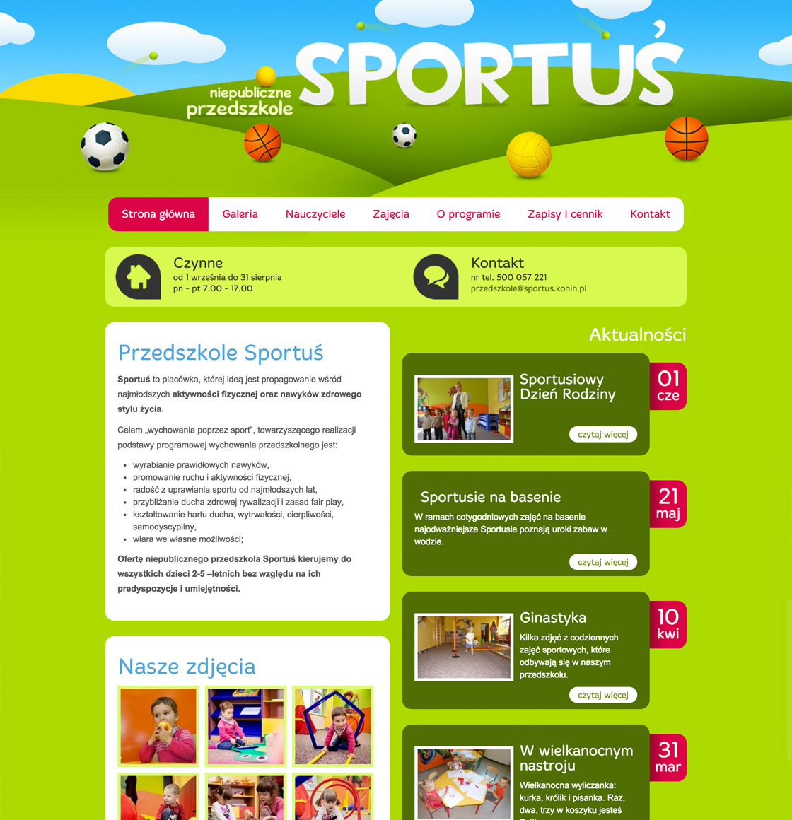 Strony www - Przedszkole Sportuś
